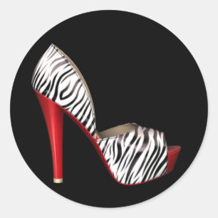 Elegant Red Zebra High Heel Shoe Stickers
