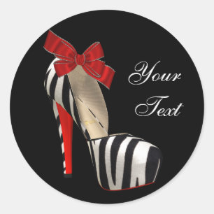 Elegant Red Zebra High Heel Shoe Stickers