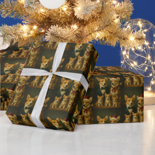 Elegant Refined Adorable Corgi Family Christmas Wrapping Paper