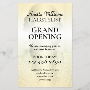 Elegant refined minimalist hair salon flyer
