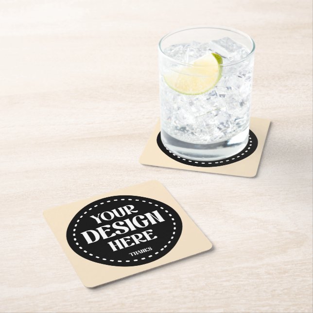 Elegant, refined, sleek & minimalist square paper coaster (Insitu)