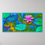 Elegant Reflections Namaste Yoga Lotus Poster<br><div class="desc">Elegant waterlily in an Italian pond.  Colourful image evocative of Monet's waterlilies.</div>