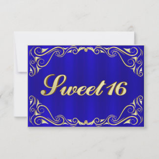 Elegant Regal Gold Typography Sweet 16 RSVP Card