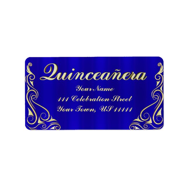 Elegant Regal Golden Quinceañera Address Label (Front)