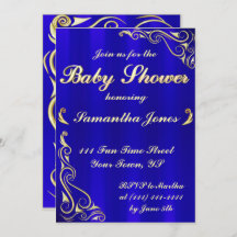 Elegant Regal Golden Royal Blue Baby Shower