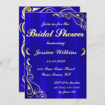 Elegant Regal Golden Royal Blue Bridal Shower