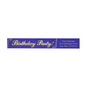 Elegant Regal Golden Typography Birthday Wrap Around Label