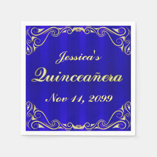Elegant Regal Golden Typography Quinceañera Napkin