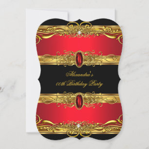 Elegant Regal Red Black Gold Birthday Party Invitation