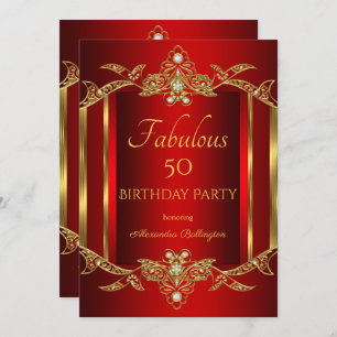 Elegant Regal Red Gold Birthday Party Invitation