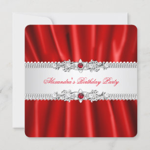 Elegant Regal Red Pearl Diamond Party Invitation