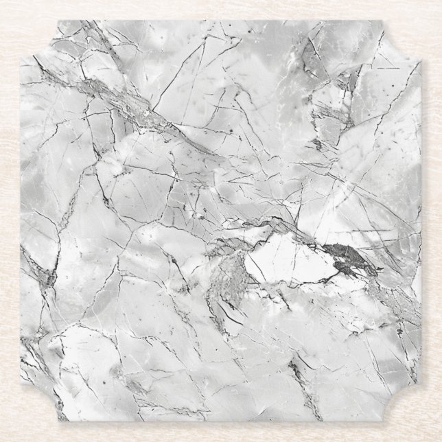 Elegant Regal Stone Vein Marble Texture Custom Tic Paper Coaster (Front)
