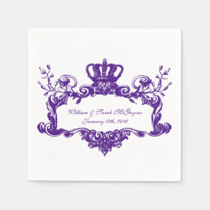 Elegant Regal Wedding Purple 2 Text Paper Napkins