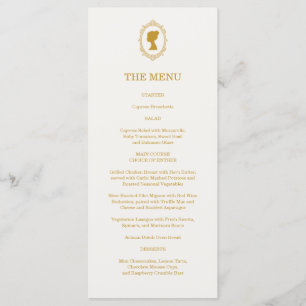 Elegant Regency Era Blue and Gold Bridal Shower Menu