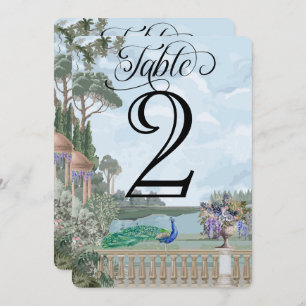 Elegant Regency Era Garden Wedding Table Number
