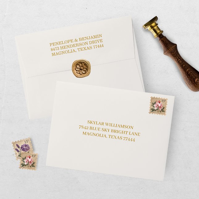 Elegant Regency Era Gold Bridal Shower Envelope (Creator Uploaded)