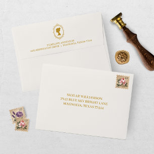 Elegant Regency Era Gold Bridal Shower Envelope