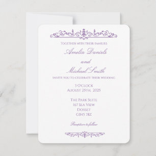 Elegant Regency Hyacinth and White Wedding Invitation