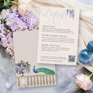 Elegant Regency Peacock Garden Wedding Details Enclosure Card