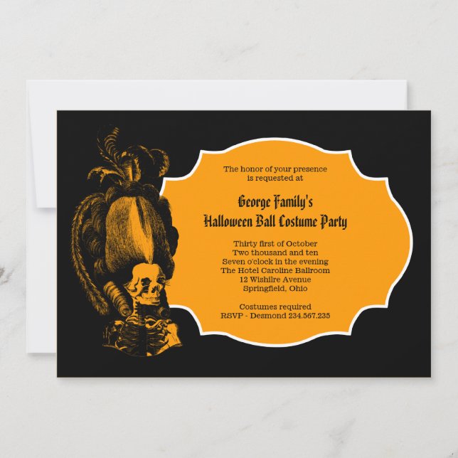  Elegant Regency Style Skeleton Halloween Grand Ba Invitation (Front)