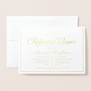 Elegant Rehearsal Dinner, Gold Foil Card