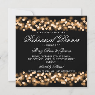 Elegant Rehearsal Dinner Gold Hollywood Glam Invitation
