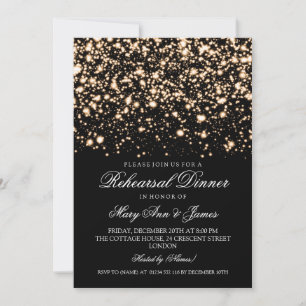 Elegant Rehearsal Dinner Gold Midnight Glam Invitation