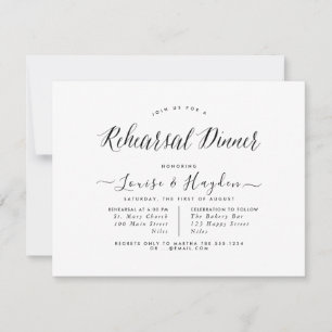 Elegant Rehearsal Dinner, Handwritten Brush Script Announcement