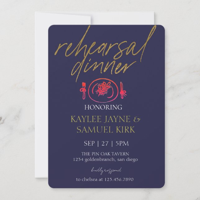 Elegant Rehearsal Dinner Invitation (Front)