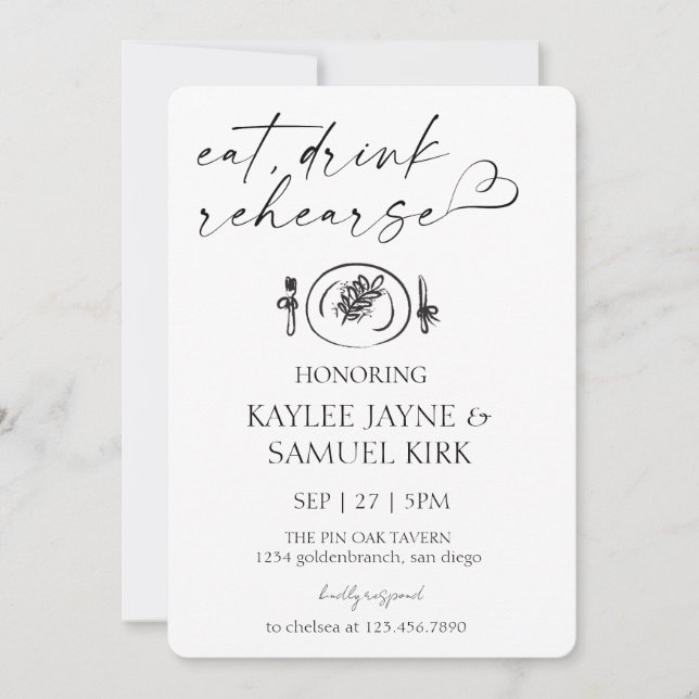 Elegant Rehearsal Dinner Invitation (Front)