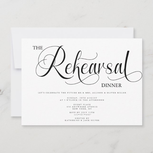 Elegant Rehearsal Dinner Invitation (Front)