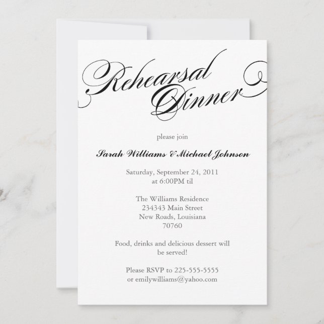 Elegant Rehearsal Dinner Invitation (Front)