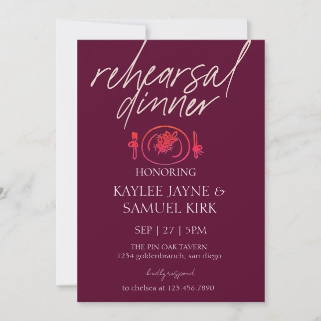Elegant Rehearsal Dinner Invitation (Front)