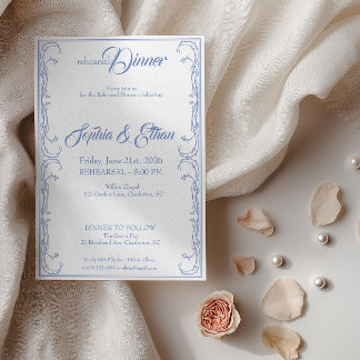Elegant Rehearsal Dinner Invitation – Blue Rose F