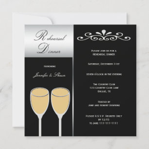 Elegant Rehearsal Dinner Invitation - Silver