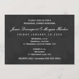 Elegant Rehearsal Dinner Invite White Black