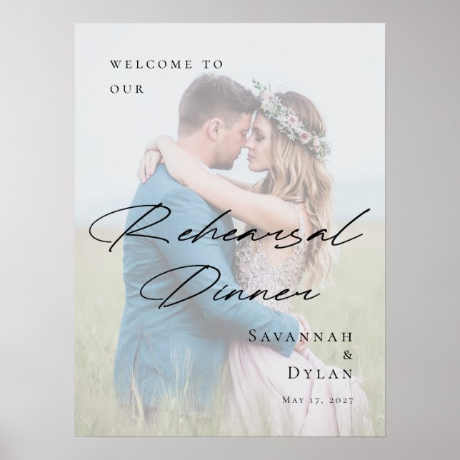 Elegant Rehearsal Dinner photo welcome Poster (Front)