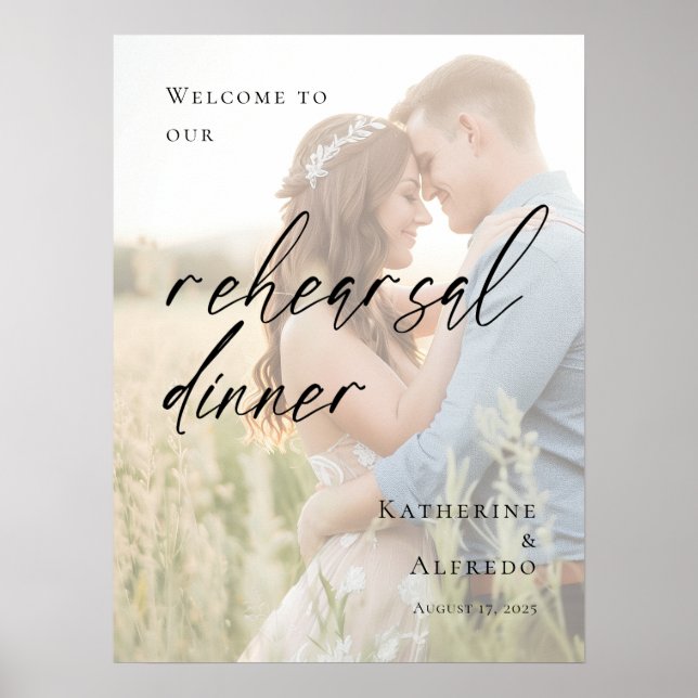 Elegant Rehearsal Dinner photo welcome Poster (Front)