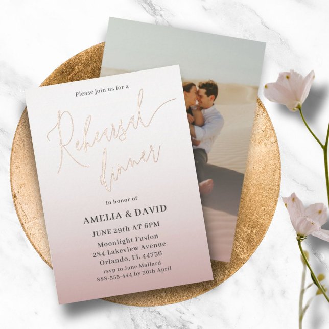 Elegant Rehearsal Dinner Rose Gold Calligraphy (Creator Uploaded)