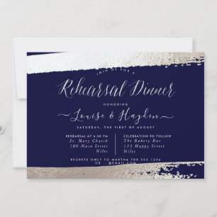 Elegant Rehearsal Dinner, Silver Brush+Script Announcement
