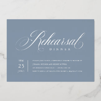Elegant Rehearsal Dinner Silver Foil Invitation