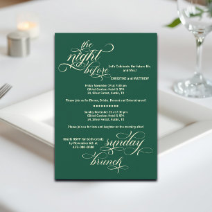 Elegant Rehearsal Dinner & Sunday Brunch Teal   Invitation