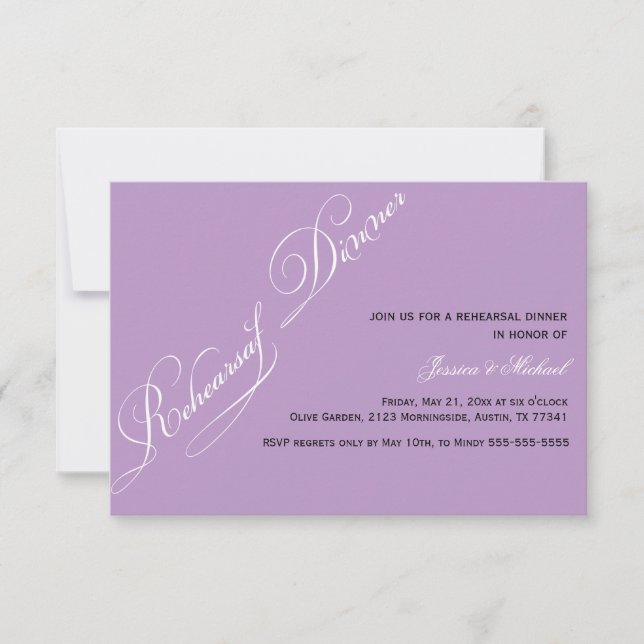 Elegant Rehearsal Dinner Violet Invitation (Front)