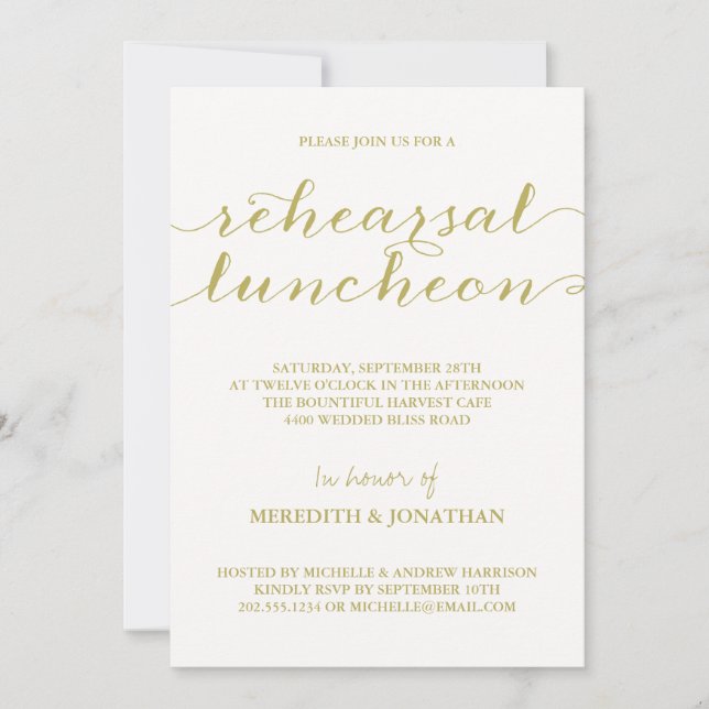 Elegant Rehearsal Luncheon Invitation (Front)
