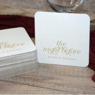Elegant Rehearsal Wedding Gold The Night Before Square Paper Coaster
