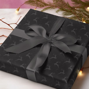 Elegant Reindeer Black Monotone Christmas Wrapping Paper