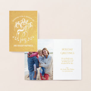 Elegant Reindeer Christmas Holiday Joy Gold Foil Card