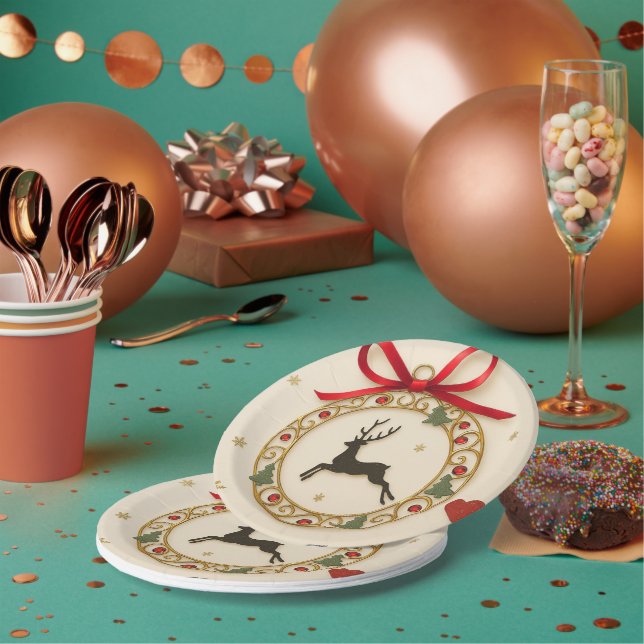 Elegant Reindeer Christmas Party Tableware Plate (Multi)