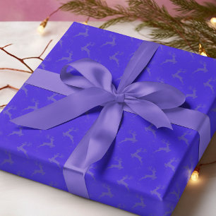 Elegant Reindeer Electric Blue Monotone Christmas Wrapping Paper