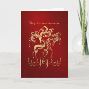 Elegant Reindeer Faux Gold-Foil Business Christmas Holiday Card